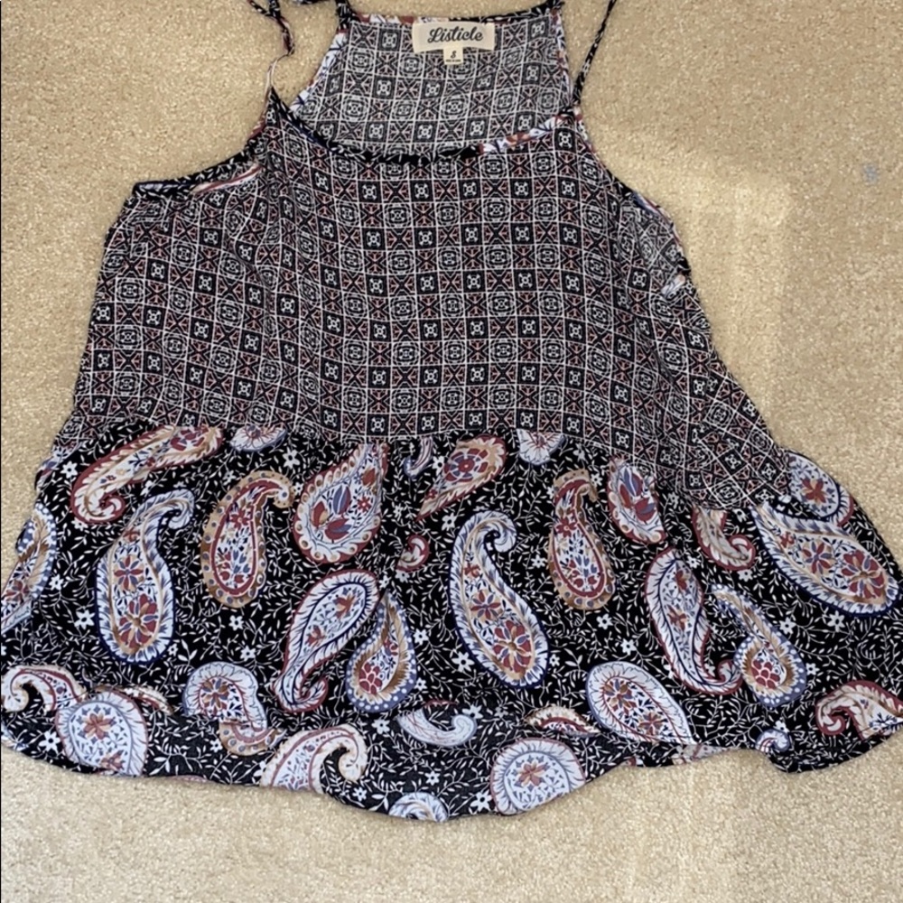 Patterned Multicolored pink and black tank top